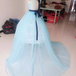 エレガント ウエディングドレス カラードレス用全身オーバースカート　トップス付きドレス　バックリボンサイズ調整可能 1枚目の画像