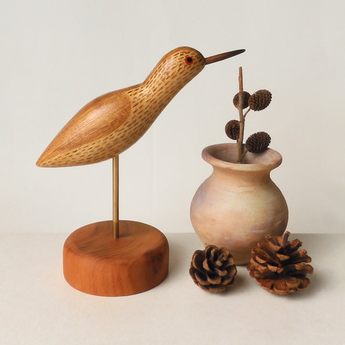 インテリア　置物　木材製品 シギ wooden Sandpiper その他置物 工房西岡 通販 16729183｜Creema