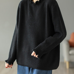 タートルネックセーター 無地 ケーブル編み ニット 防寒 ハイネック カットソー ニット セーター 大人可愛い 暖かい 9枚目の画像