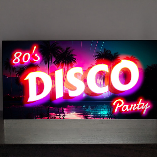 【Lサイズ】80'S ディスコ ダンスパーティー 看板 置物 雑貨 ライトBOX Lサイズ】80'S 90'S ディスコ ダンスパーティー クラブ ユーロ
