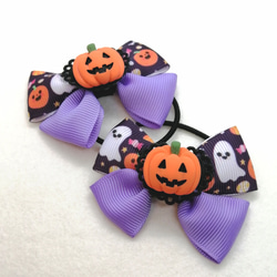 ハロウィンパッチンピン☆ヘアゴムセット ハンドメイド☆ハロウィン カボチャのヘアゴム パッチンピン 2つセット