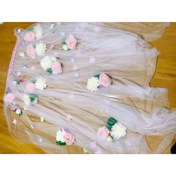 エレガント ウエディングドレス  カラードレス用オーバースカート　オーバードレス　お花/フラワー付き 1枚目の画像