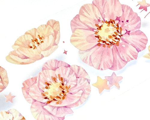 s-259○海外マスキングテープ 切り売り ／ 海外マステ 花 花束