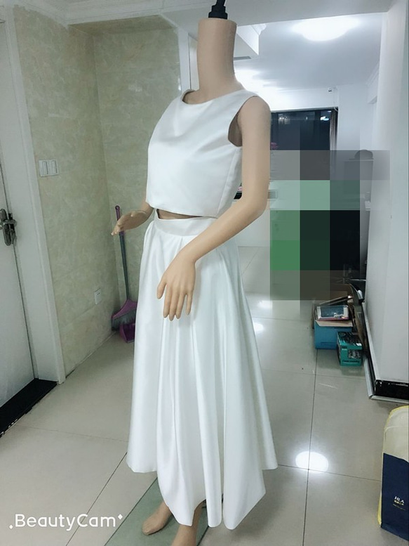 ウエディングドレス スレンダータイプ サテン ツーピース セパレート  