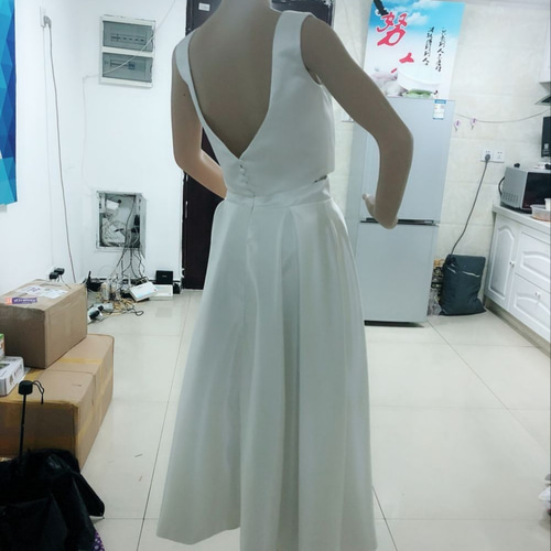 ウエディングドレス スレンダータイプ サテン ツーピース セパレート  