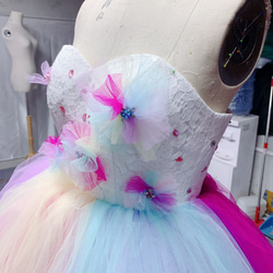 ウエディングドレス カラードレス用トップスのみ　デザイン変更可能　ビーズ　パール　レインボー　レース 2枚目の画像