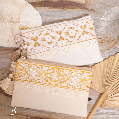 インド刺繍リボン ポーチ ［M］ ポーチ Jewelino 通販 16729416