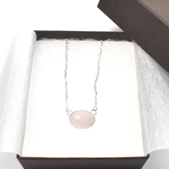 お買い得☆　天然石 ローズクオーツ シルバーネックレス 1枚目の画像