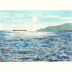 原画一点物 「あぜ道に立つ一本の木」 ＜ペンスケッチ＋透明水彩