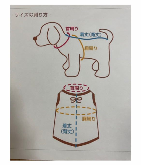 タンクトップ犬服　シンプルタンクトップ　スムースニット　三角クマ柄　オーダー頁　　　リブニットの色を選べます、 5枚目の画像