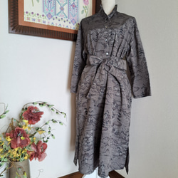 着物リメイク　正絹紬シャツワンピース 4d121480668ca1c94d771f06dbbd51