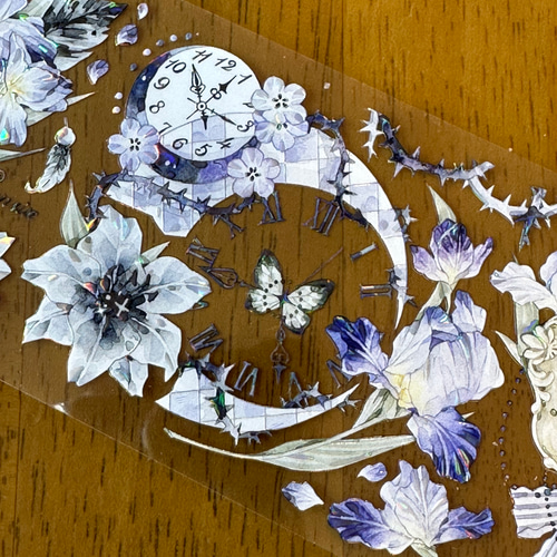 切売 1174★ 海外 マスキングテープ マステ PET 装飾 花 人物 贝壳光 海外PETテープ 切り売り 花 水の秘密 海外マステ コラージュ