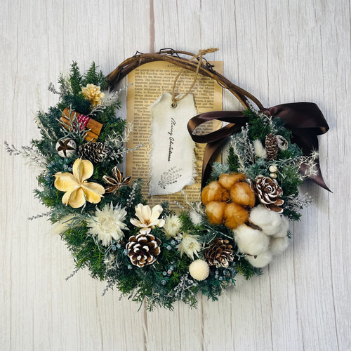 粉雪のクリスマスハーフリース プリザーブドフラワー Atelier sol