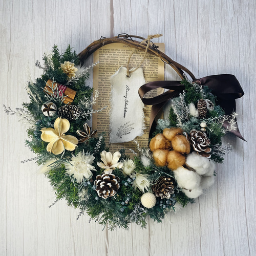 粉雪のクリスマスハーフリース プリザーブドフラワー Atelier sol