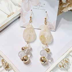 上品♡ベージュマーブル 大人かわいい 大ぶりピアス/イヤリング ピアス