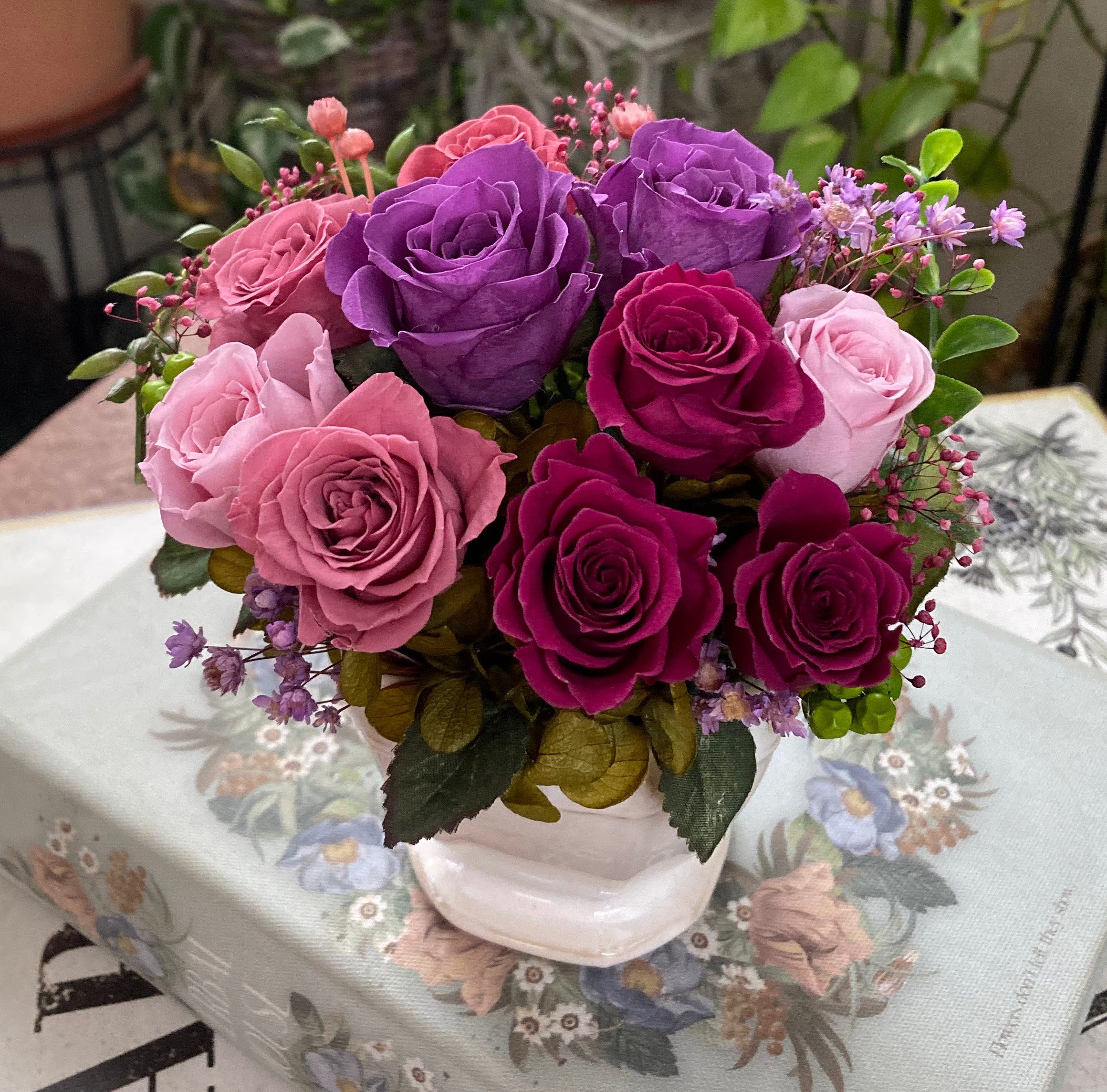 プリザーブドフラワーパープルピンク ギフトアレンジ ギフトアレンジ プリザーブドフラワーパープルピンク