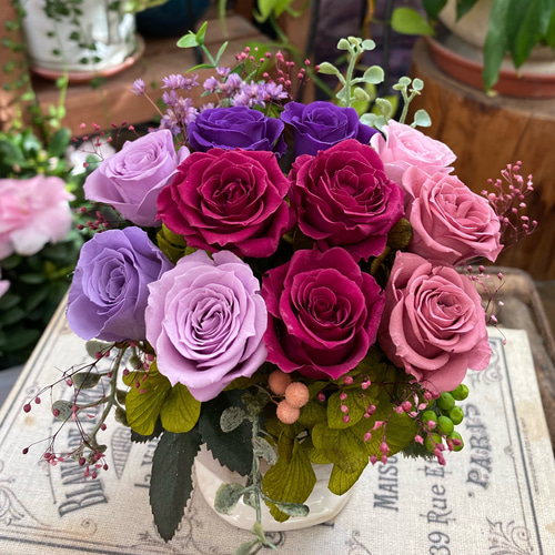 プリザーブドフラワー ブーケ 赤紫 プリザーブドフラワー ブーケ 赤紫 プリザーブドフラワー ブーケ 赤紫