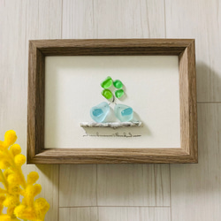 シーグラスアート 小鳥 四葉のクローバー インテリア雑貨 北欧 観葉植物 玄関 トイレ ギフト 贈り物 プレゼント 3枚目の画像
