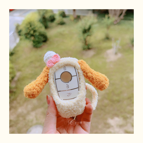 子犬☆自動車のキーケース　スマートキーケース　鍵収納　キーホルダー☆綿製手作り編織り 5枚目の画像