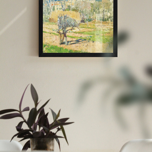 額縁付き] Cagnes カール・モル アートポスター 天然木 風景画 木製