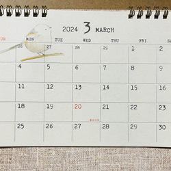 2024年　シマエナガ卓上カレンダー（手書き） 3枚目の画像