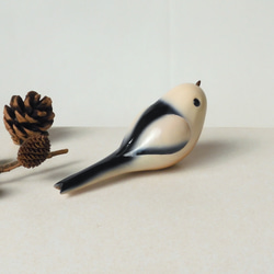 【割引】シマエナガ （木 鳥 置物 Long-tailed Tit / wood / bird / figurine ) 2枚目の画像