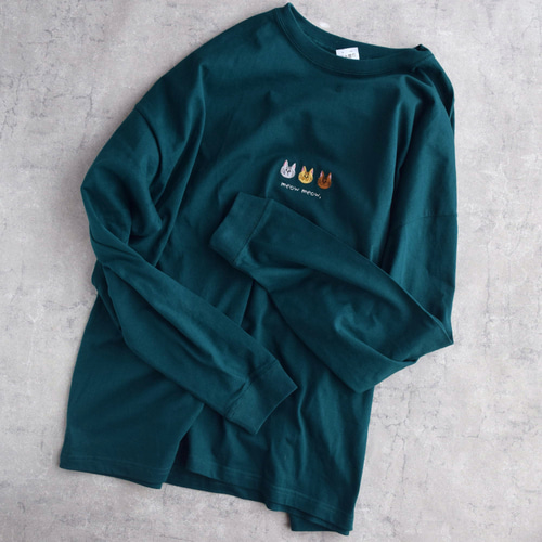 インポート・海外人気ブランド 在庫限りSALE】猫が選べる！刺繍ロングスリーブTシャツ《選べる4 カットソー(長袖/七分)