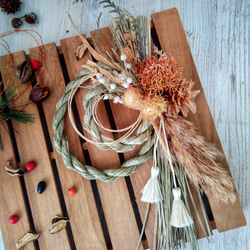 しめ縄飾りしめ縄 自然素材 ピンクッション ナチュラル 正月飾り