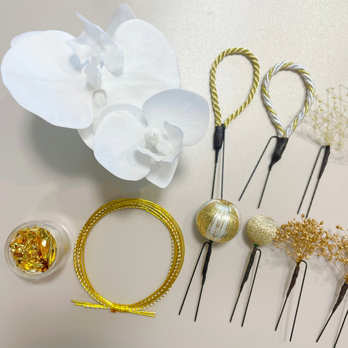 漆器 椀 8個セット 蝶と花の金箔装飾 1週間以内発送】胡蝶蘭5輪セット/ パール胡蝶蘭/水引金箔セット