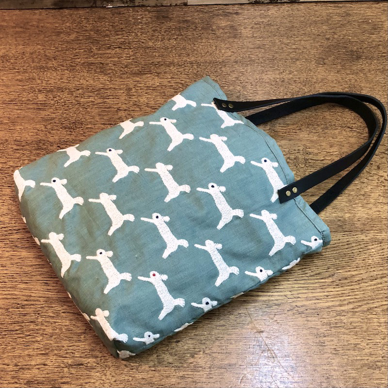 綿麻ラパン刺繍　手提げ　受注製作