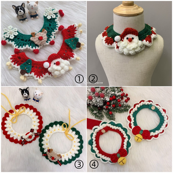 猫&犬&用襟型ペット☃サンタクロースのあごひげ可愛い首輪☃手作り☆Creema限定クリスマス 5枚目の画像