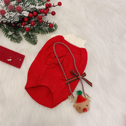 【kona0403さん専用】犬服 手編み 秋冬「トナカイ」 クリスマスシカトナカイ☆クリスマス+エルク鹿☆猫&犬服☆猫