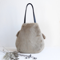 new antique ¶ ブルーアイリスミンクファー着脱可能リボン付き長方形底