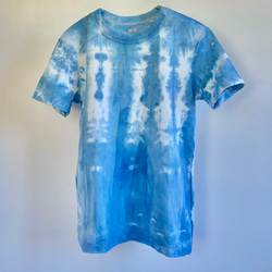 藍染クルーネックTシャツ・簾（半袖レディースL） 1枚目の画像