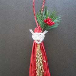 【お正月ハンドメイド2024】タッセルしめ飾り　稲穂と松に南天 3枚目の画像