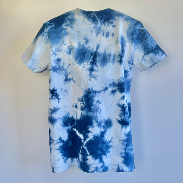 藍染クルーネックTシャツ・凍（半袖レディースL） 2枚目の画像