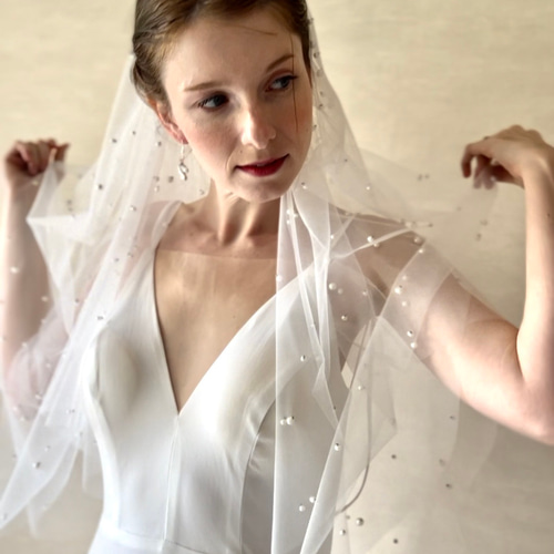 丈注文◎パール付きベール ウエディングベール ブライダル1m or 1.5m  