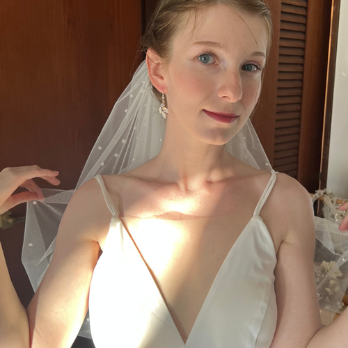 丈注文◎パール付きベール ウエディングベール ブライダル1m or 1.5m  