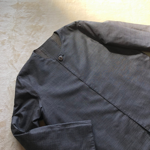 アンティーク大島紬のパッチワークコート 茶青 リバーシブル 着物