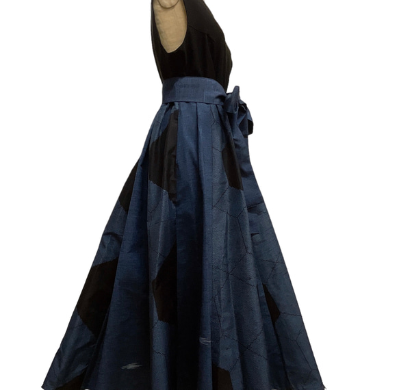 L～2L 和で魅せるフレアーワンピース 結婚式 演奏会 雅楽 着物ドレス 着物リメイク ワンピース （B51003） 6枚目の画像