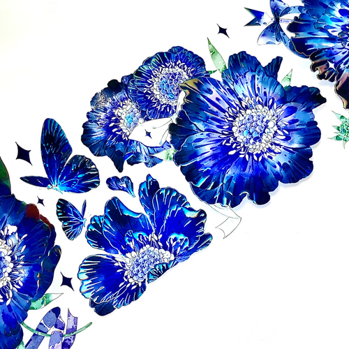 7235】海外 マステ 切り売り 貝殻光マスキングテープ お花 菫