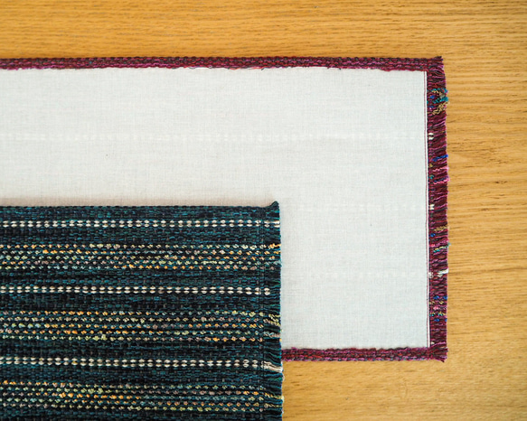 【送料無料】ウィンターカラー手織り布のテーブルセンター（2色） 6枚目の画像