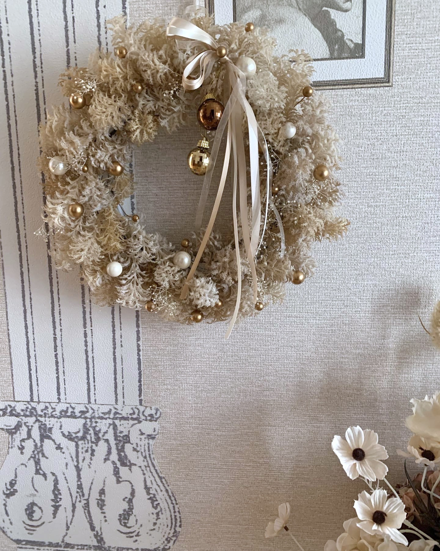 ベージュのクリスマスリース ベージュのクリスマスリース