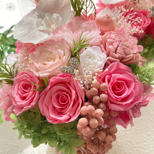 豪華胡蝶蘭ピンク系プリザーブドフラワーアレンジ お正月飾り 結婚新築