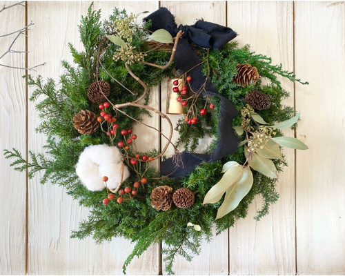 ⌘ クリスマスリース ⌘ 森のクリスマスリース 森の中の大きなクリスマスリース リース Rosa Cherry 通販