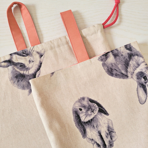 在庫わずか】入園入学3点セット〈レッスンバッグ〉〈うさぎ