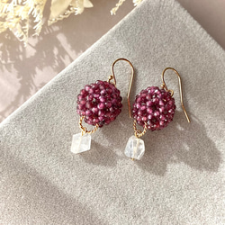 14kgf ＊ 天然石フラーレンピアス（イヤリング）＊ ロードライト