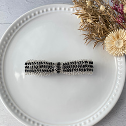 ヘアアクセサリー リボン バレッタ 黒 ブラック 大きめ レース 上品 8cm M シック 再販 クリスマス 8枚目の画像