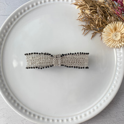 ヘアアクセサリー リボン バレッタ 黒 ブラック 大きめ レース 上品 8cm M シック 再販 クリスマス 9枚目の画像
