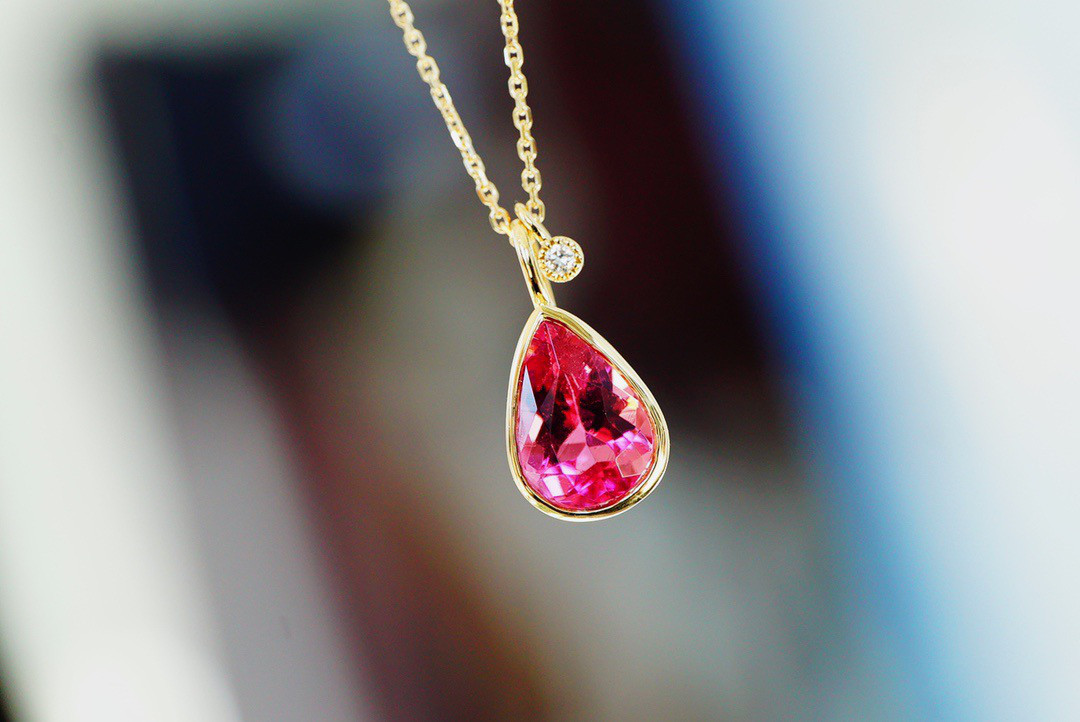 ネックレス トルマリン K18 天然石 18金 刻印 ルベライト等 多色コンビ